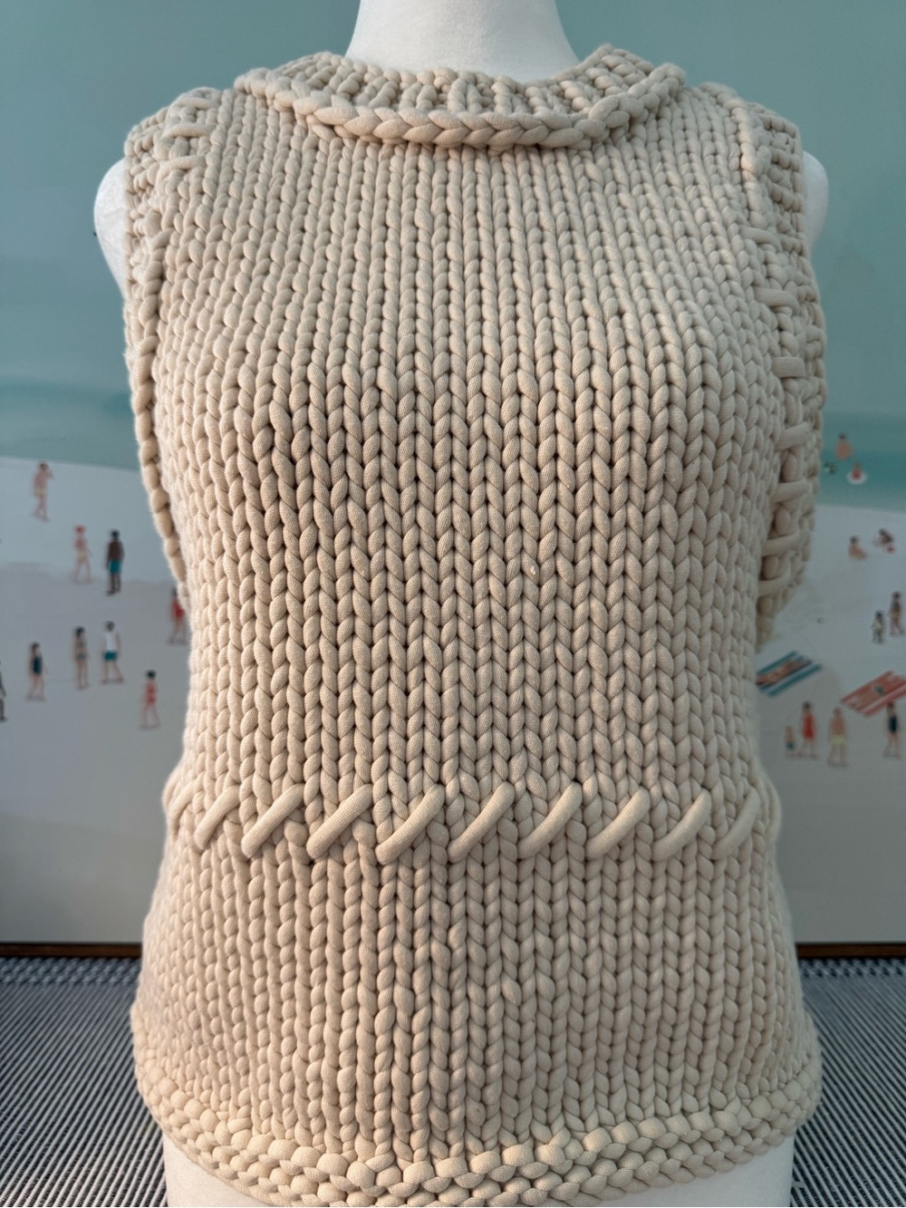 LoveShackFancy Cream Sleeveless Knit Tank Top
